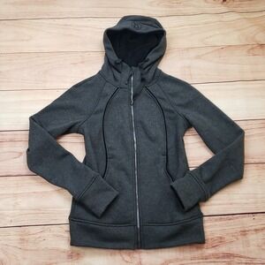 Lululemon Yoga Hoodie Womens 4 Dark Gray Scuba Full Zip Sweatshirt LW4ATWS